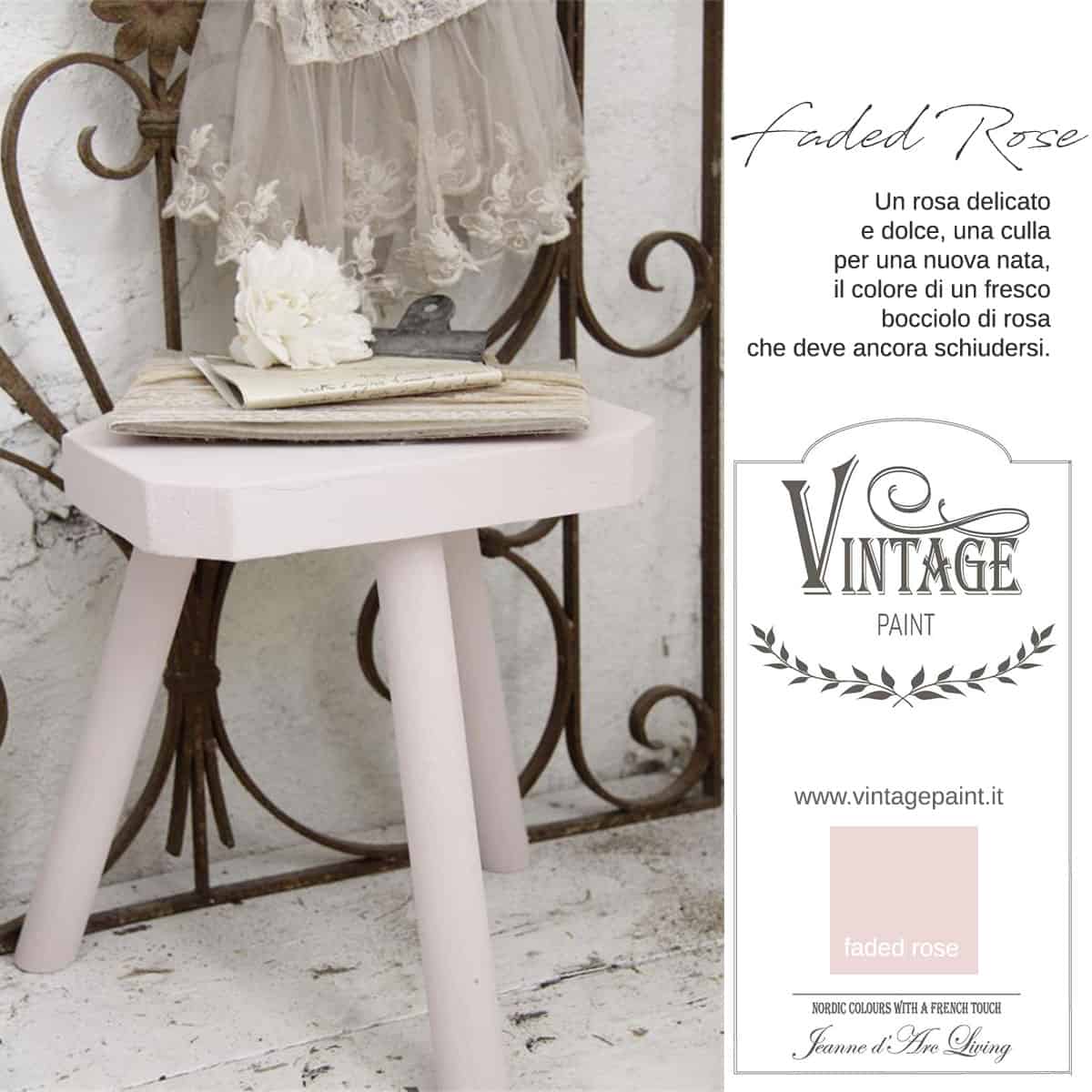 faded rose rosa vintage chalk paint vernici shabby chic autentico look gesso
