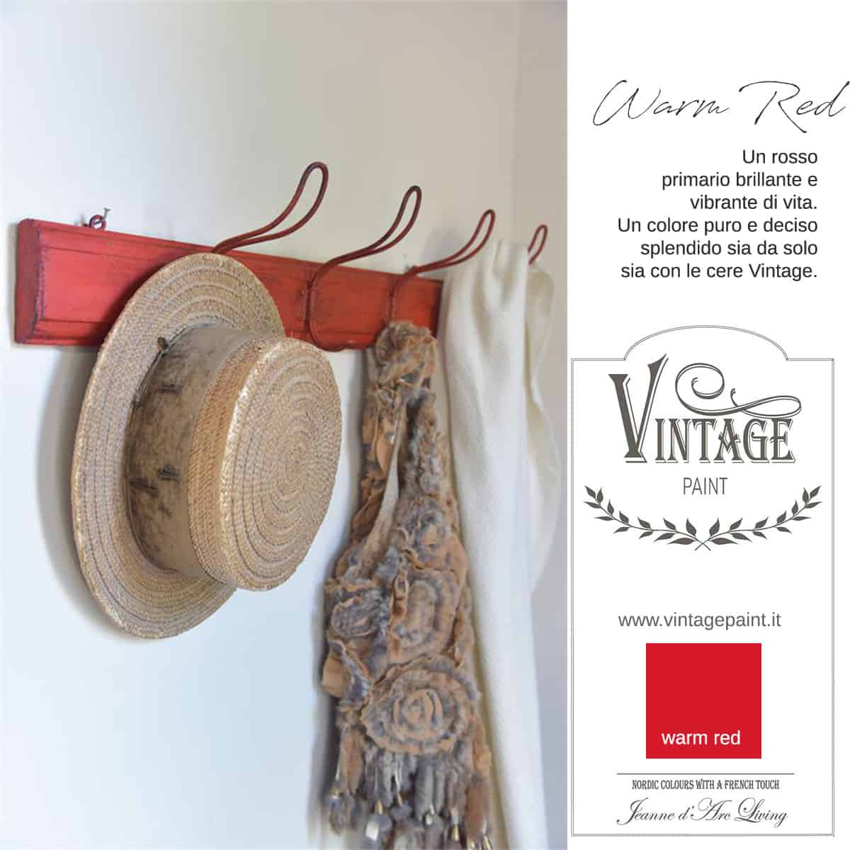 warm red rosso vintage chalk paint vernici shabby chic autentico look gesso